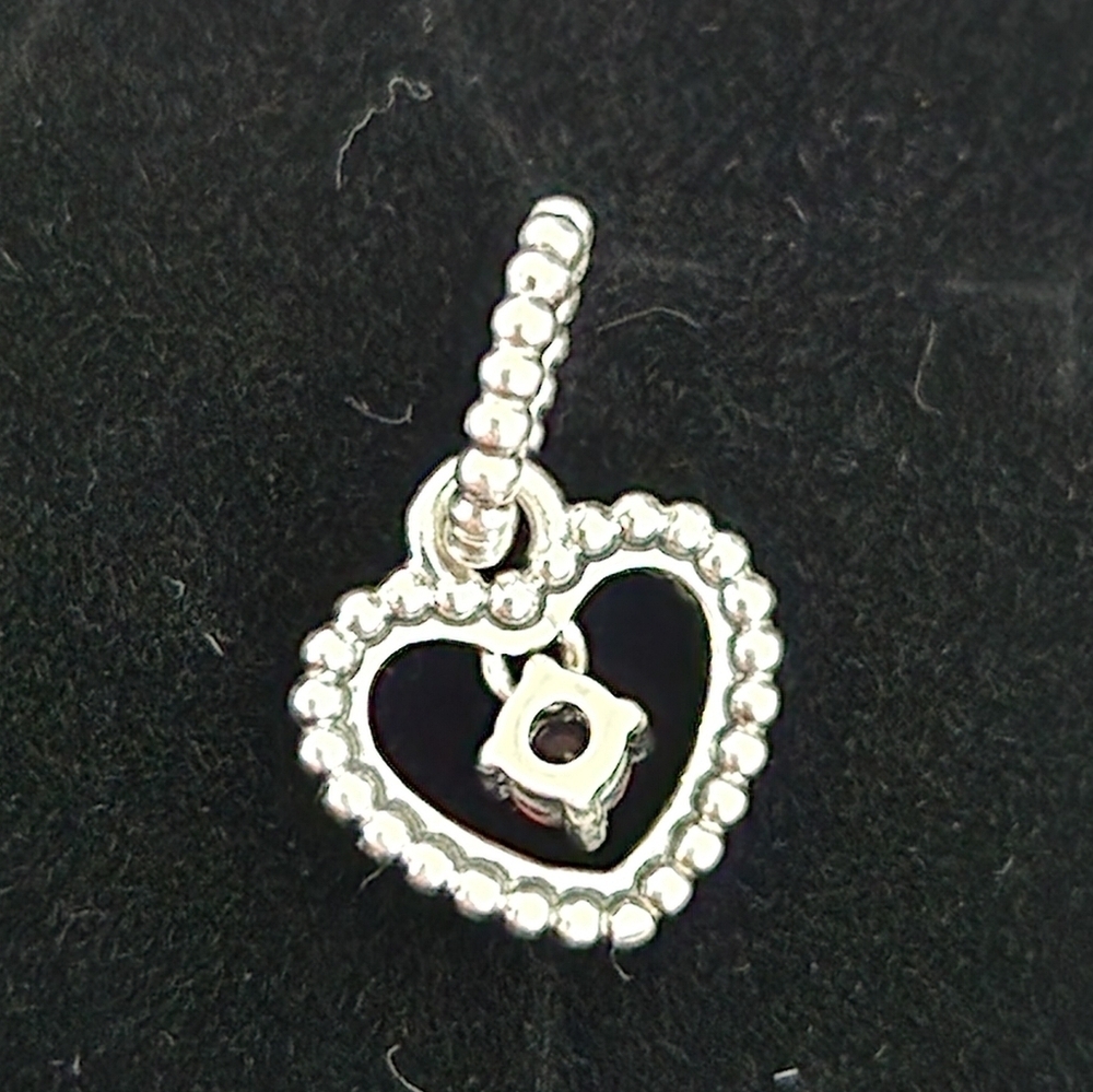 Pandora October Petal Pink Heart Dangle Sterling Silver Charm - Picture 6 of 7
